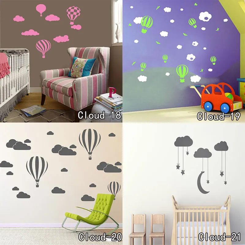 Съемный Виниловый фон с изображением неба облака воздушного шара для детской