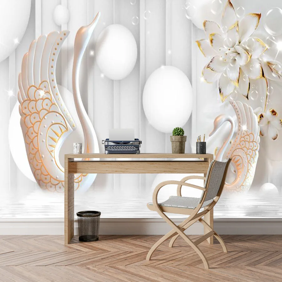 ShineHome-Роскошные фотообои с лебедем на заказ рулоны для стен 3 d гостиной детской