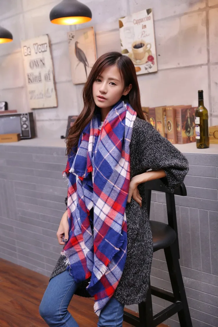 Новый Модный женский клетчатый шарф зима осень кашемировый брендовый акриловый