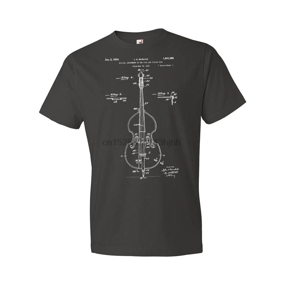 2018 Hot Sale New Men T Shirt Double Bass Violin T-Shirt Patent Player Gift Violinist O-Neck Tee | Мужская одежда