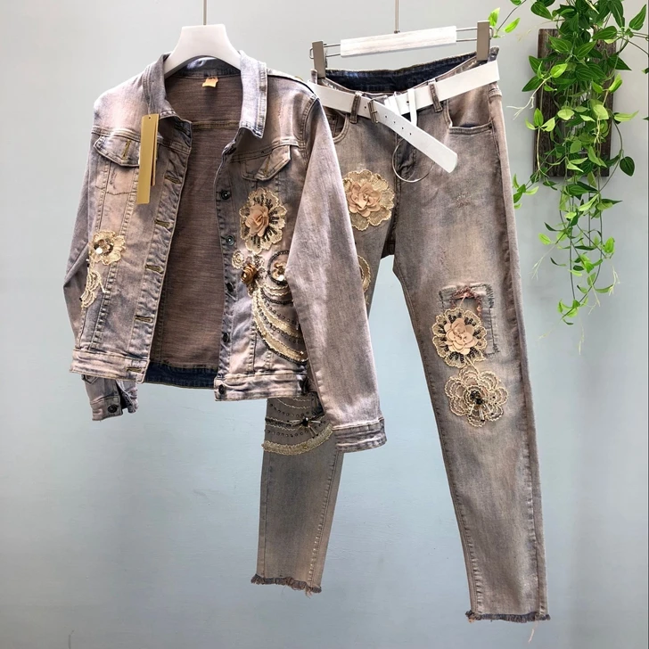 Модные женские рваные джинсовые брюки с аппликацией и вышивкой модные
