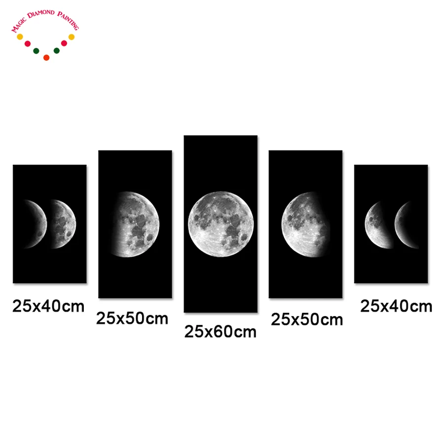 

5 шт., 5D алмазная вышивка, черно-белая Бриллиантовая живопись, 5d алмазная Вышивка крестиком, настенные наклейки