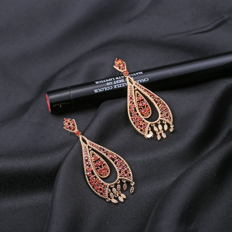 Женские серьги подвески YAN MEI романтичные с фианитом GLE6050 2017|dangle earrings|cubic zirconia