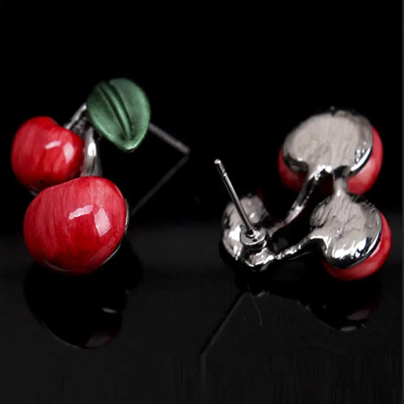 Очаровательные женские сережки гвоздики в форме листьев вишни колье массивное