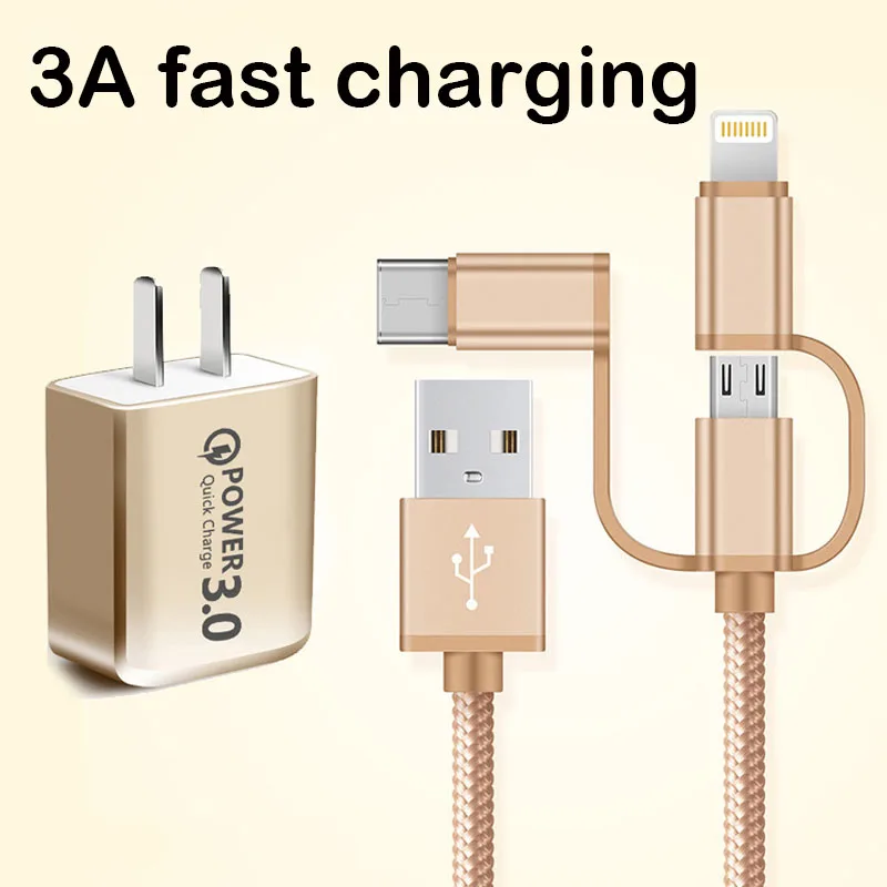 Быстрая зарядка 3 0 быстрое USB зарядное устройство и 1 м А usb кабель в для iPhone samsung