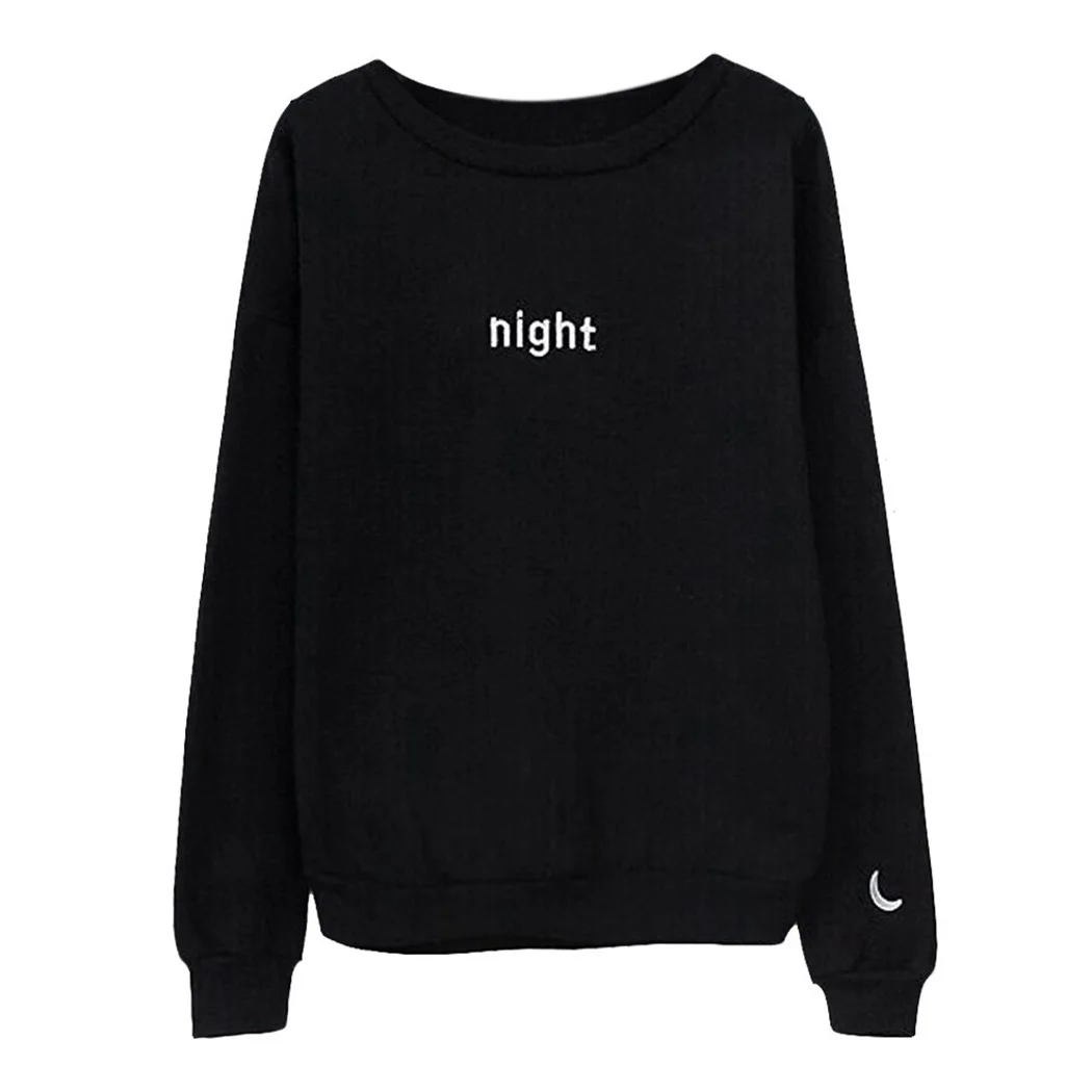 Fashion Day And Night Letter Hoodie Sweatshirts Autumn Women Pullover Sweatshirt Tracksuits Streetwear Feminino Sudadera Mujer | Женская