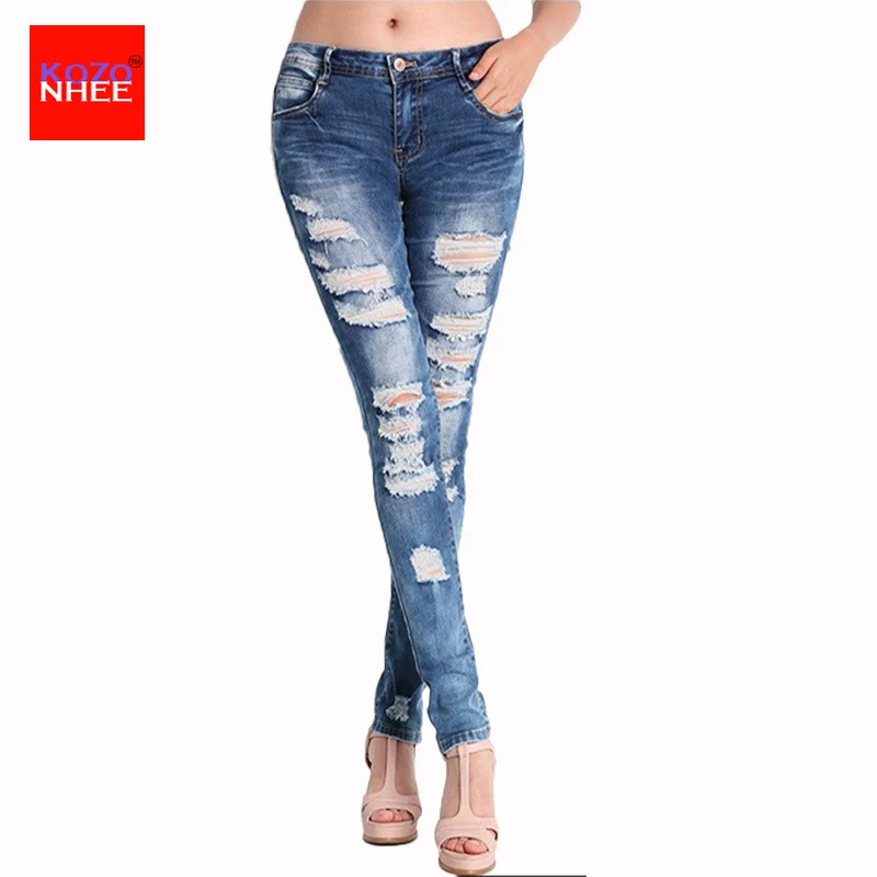 2017 Бойфренд Джинсы Женщин Карандаш Брюки Дамы Повседневные Стретч Узкие Женские