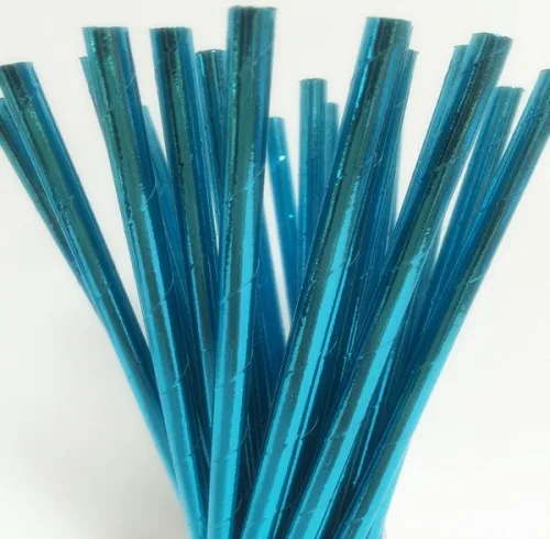 10 Blue 25 шт./лот, соломинки из фольги золотого/серебряного цвета для дня рождения, украшения для детских и свадебных декораций, вечерние товары, креативные соломинки - Цвет: 10 Blue