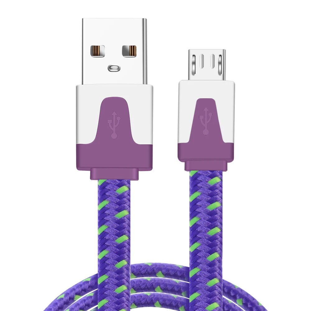 Purple Micro USB ROMICHW Micro USB кабель для быстрой зарядки USB кабель для передачи данных Android мобильный телефон usb зарядный шнур для samsung Xiaomi huawei нейлоновый кабель - Цвет: Purple Micro USB