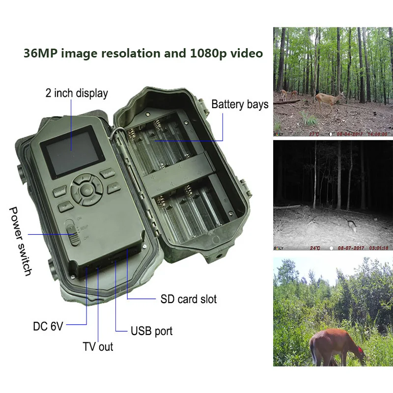 Bolyguard охотничий Трейл камера 36MP 1080 P HD широкоугольный 110 ° тепловизор 100ft ночного видения 940nm движение острый fototrappola