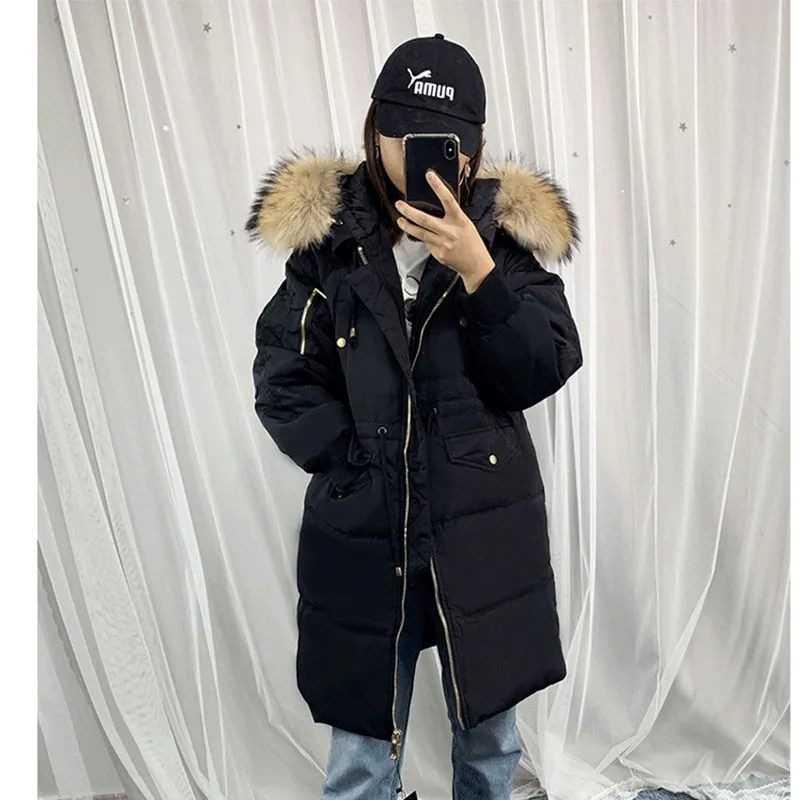 Новая зимняя Женская хлопковая куртка на утином пуху теплая Большая с