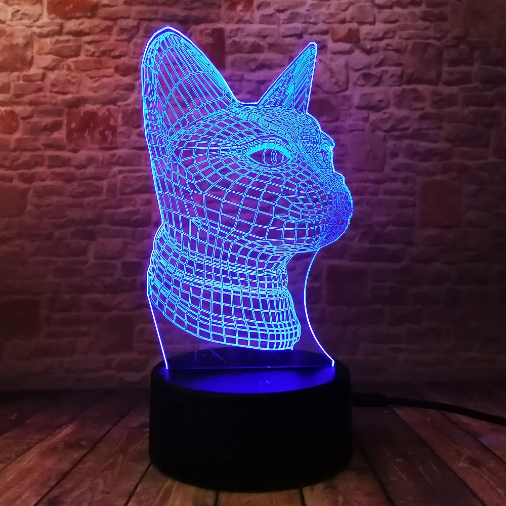 7 цветов Изменение Gradient Night Light Cat 3D светодио дный Спальня Таблица атмосферу