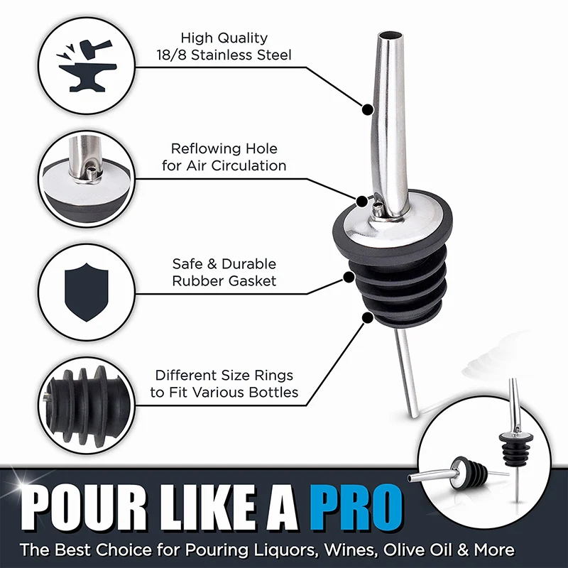 Вино Pourer Пробка бутылки Pourer Pourers для ликера Бутылка пробка с коническим носиком набор аксессуаров для бара 12