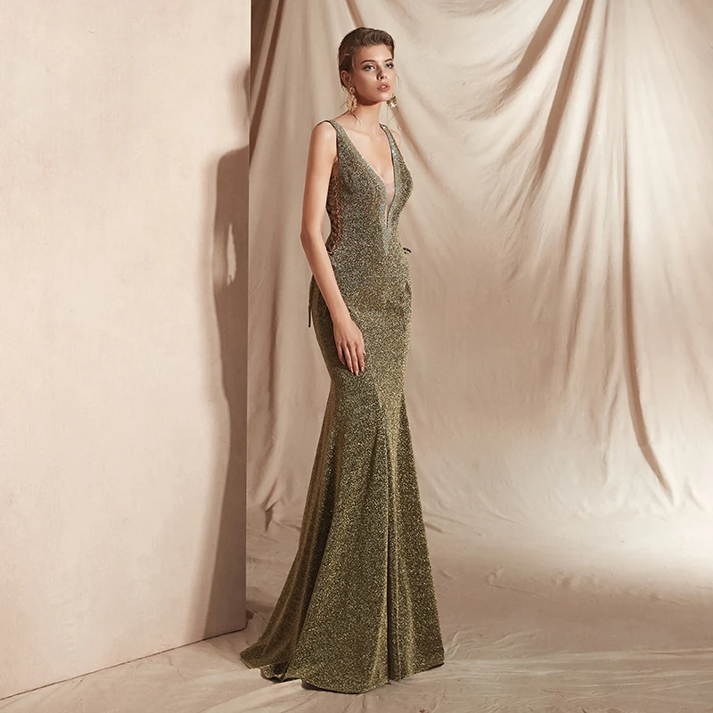 Forevergracedress Deep V Neck Evening Dresses 2019 Mermaid With Lace Up Back Formal Party Gowns Plus Size Custom Made | Свадьбы и