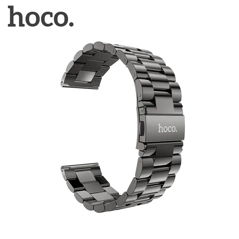 Черный HOCO 22 мм 3 бусы из нержавеющей стали ремешок для Xiaomi Huami AMAZFIT спортивные Смарт-часы - Цвет ремешка: Черный
