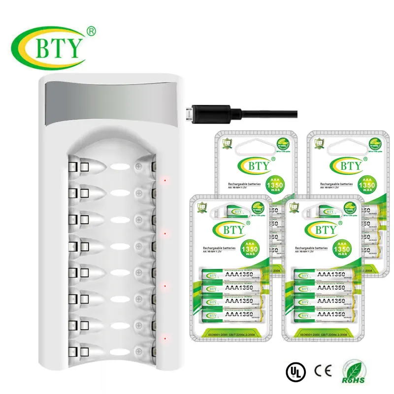 BTY зарядное устройство 8 слотов Интеллектуальный USB вход для AA/AAA NiCd NiMh