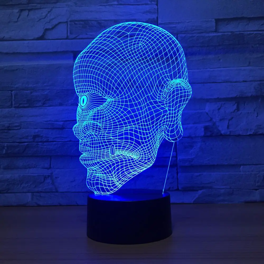 3d светодиодный ная лампа в виде черепа с питанием от USB 7 цветов удивительная