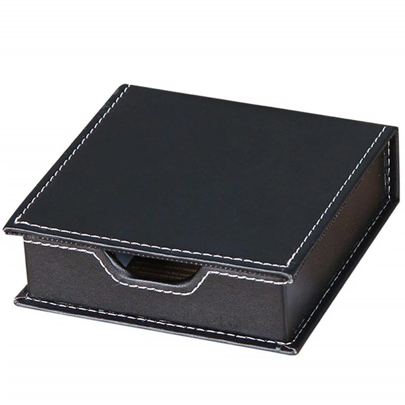 Black XRHYY из искусственной кожи для рабочего стола с именными картами, липкий держатель для заметок, органайзер для заметок, чехол-дозатор для заметок с крышкой - Цвет: Black