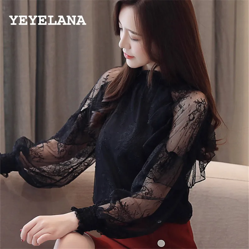 Женская кружевная блузка рубашка 2019 Новые Элегантные повседневные женские топы