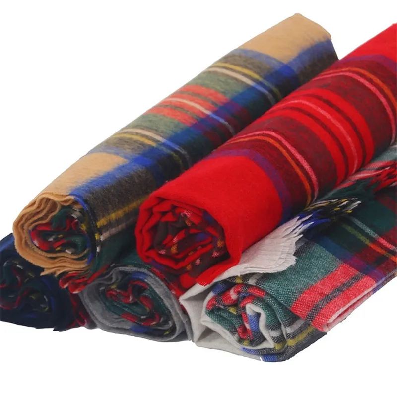 

100% lambs wool cashmere women fashion plaid scarfs shawl pashmina 65x200cm grey 5color