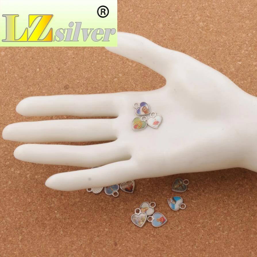 

40pcs 12x10mm Heart Enamel Jesus Christianism Icon Cross Charms Pendants Jewelry DIY L1564