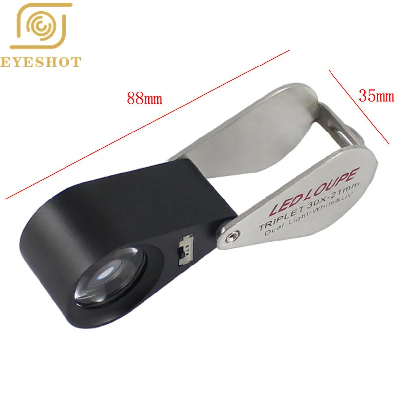 EYESHOT Мини 10X/20X/30X 30x-21mm Лупа тройное увеличительное ювелирное изделие глаз Стекло