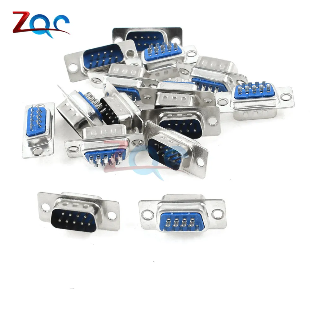10 шт. RS232 DB9 разъем последовательный VGA 9 Pin Женский 2 ряда припоя Тип штекер D-SUB штекер разъем