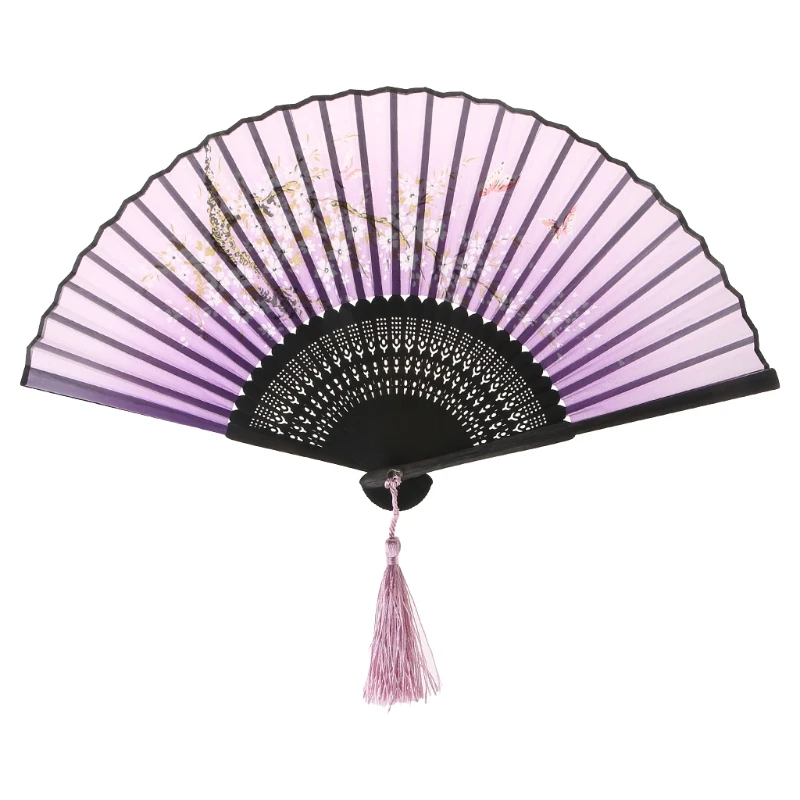 Винтаж с карманами цветочным рисунком Шелковый складной веер портативные