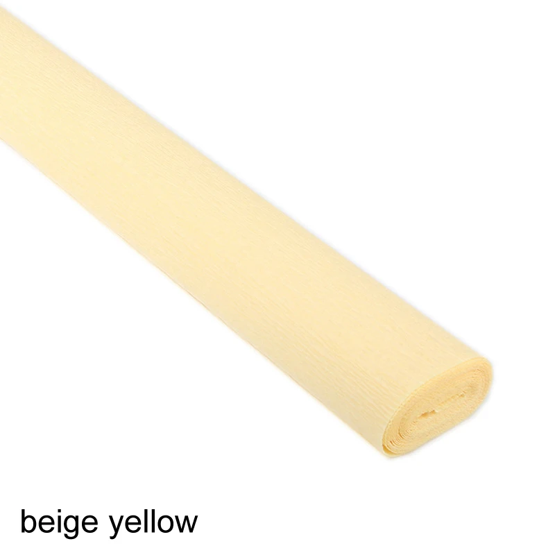 beige yellow Craft DIY Flower Wrapping 250x50cm Garland Crepe Paper 21 Colors Crinkled Party Decoration Decorative Origami - Цвет: beige yellow