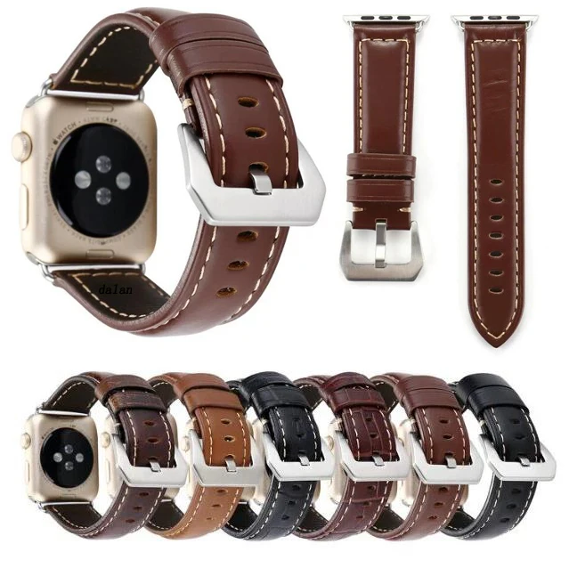 Роскошные пояса из натуральной кожи петля для Apple Watch группа ММ мужчин Спорт 38 мм 42