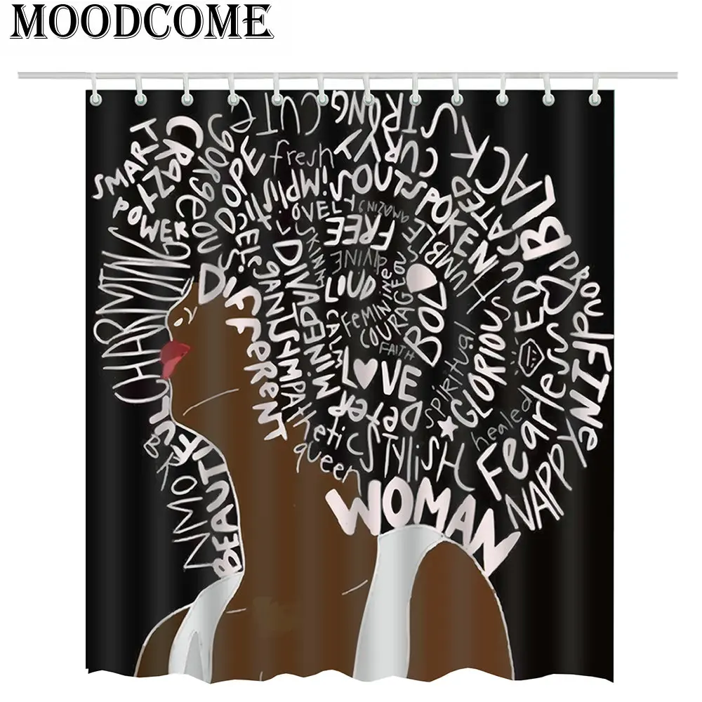 

Afro Hair Style Shower Curtain Letters Hair Bathroom Curtain White Words Curtain For The Bathroom Afro Hair Head Shower Curtain