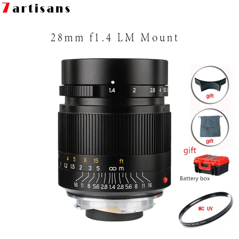 

7artisans 28 мм F1.4 Большая диафрагма Paraxial M-mount Lens для объектива камеры Leica M M240 M6 M7 M8 M9 M9P M10 для Sony Fuji EOSR Z6