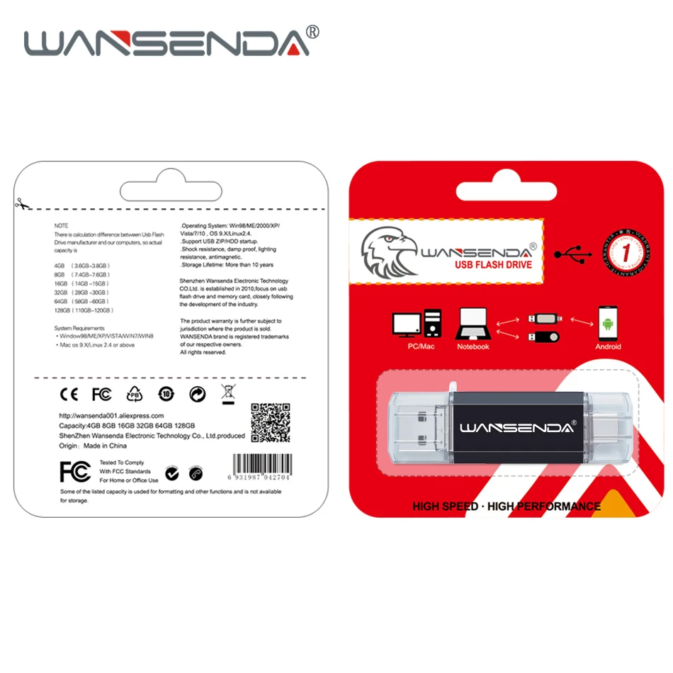 Новый флеш накопитель WANSENDA USB OTG 3 в 1 0 & Type C Micro Флешка 32 Гб 64 128 ГБ 256 512 U диск|USB
