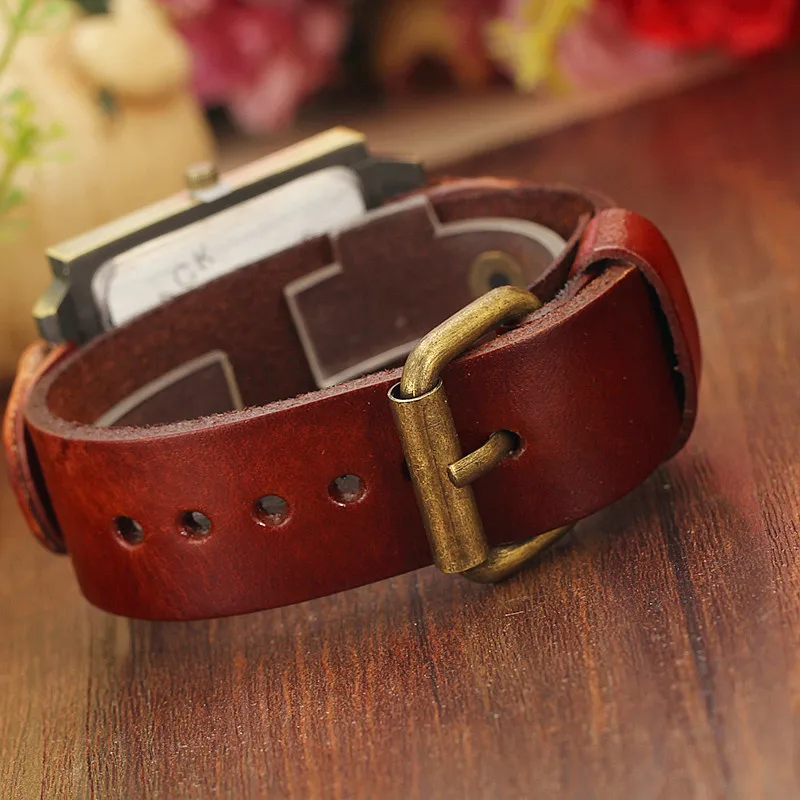 2014 New Women Vintage Cowhide Leather Watches Men Unisex Bracelet Wrist Watch Fashion Quartz Retro Alloy Dial Wristwatches|watches honda|watch