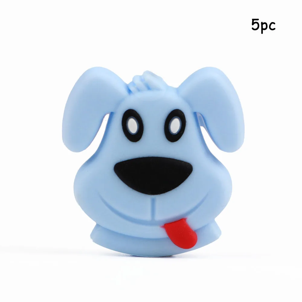 Dog-57 TYRY. HU 5 шт./лот, силиконовые бусины для пищевых продуктов, мини-конфеты, пингвин, щенок, слон, Прорезыватель для зубов, BPA бесплатно, DIY, детские игрушки для прорезывания зубов - Цвет: Dog-57
