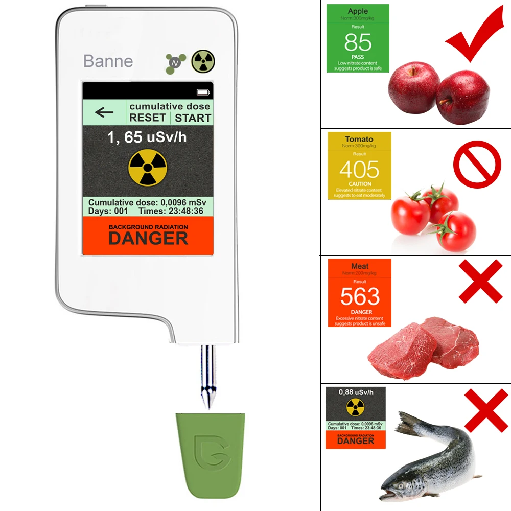 Портативный считывающий цифровой тестер для пищевых продуктов счетчик Гейгера