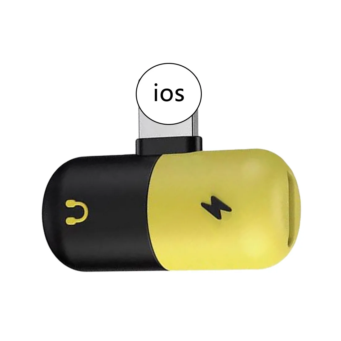 Black Yellow 2 в 1 двойной зарядка через usb аудио адаптер для iphone X 7 8 плюс наушников Музыка конвертер для IOS аудио Зарядное устройство разветвитель разъема - Цвет: Black Yellow