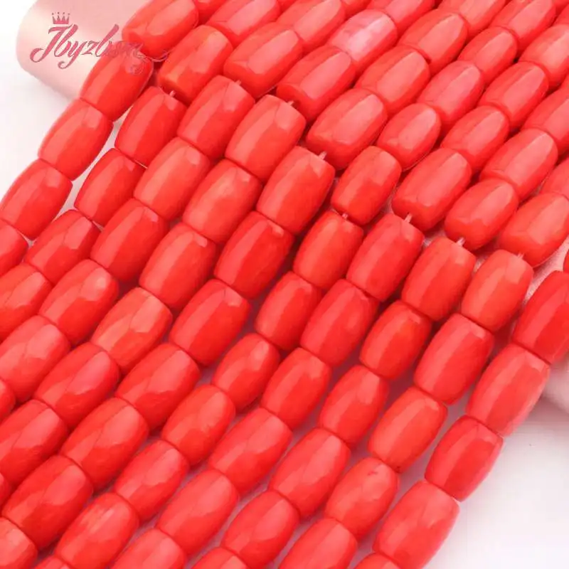 8x10 7x10mm Smooth Column Orange Coral Beads Natural Stone For DIY Necklace Bracelets Jewelry Making 15&quot Free Shipping | Украшения и
