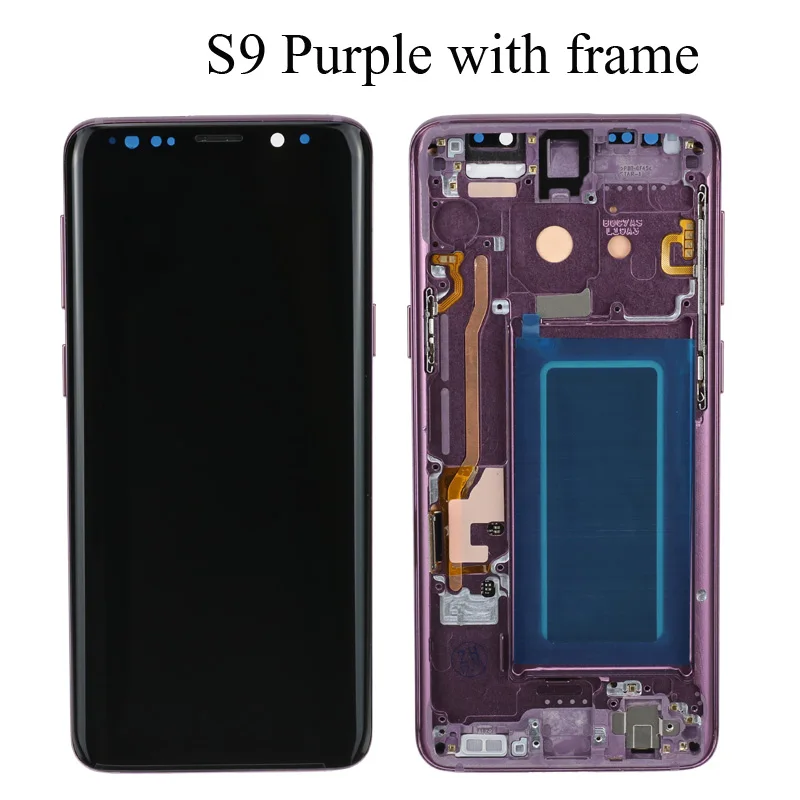 Супер AMOLED Замена для SAMSUNG Galaxy S9 lcd сенсорный экран дигитайзер с рамкой S9 Plus lcd G960 G965 с рамкой - Цвет: S9 Purple Frame