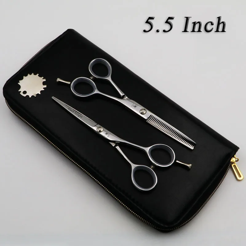 1 set add case 5,5/6 дюймов Профессиональные Парикмахерские Ножницы Набор для резки+ филировочные Парикмахерские ножницы Высокое качество индивидуальные черные и белые Стили - Цвет: 1 set add case