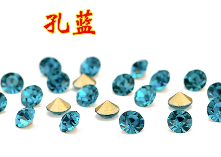 blue zircon TopStone круглый Стекло Chatons Pointback Стразы Цвета ss4 ss8 ss12 ss16 ss20 ss28 ss30 ss38 ss45 Стекло шатон СТРАЗА камень - Цвет: blue zircon