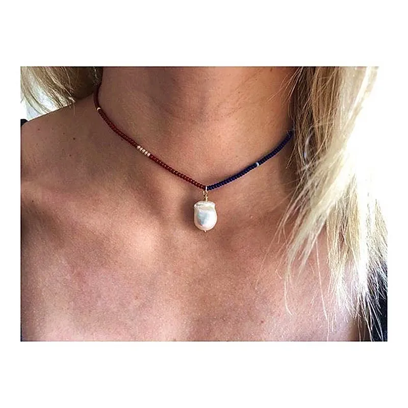 Богемное ожерелье с жемчужной подвеской, колье, acero inoxible joyeria mujer bizuteria moda mujer pokemon, женские аксессуары