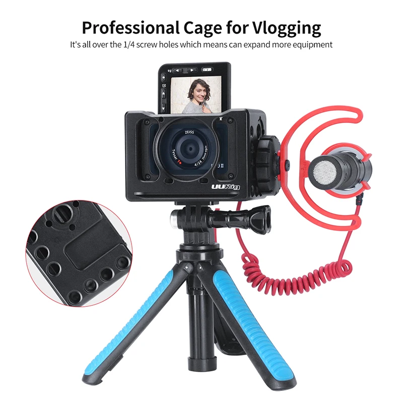 UURig клетка для камеры Sony RX0 II VlogMetal защитный держатель с холодным башмаком 1/4 3/8