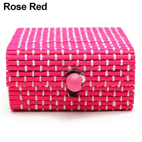 Шкатулка для ювелирных украшений из бамбука с деревянным кольцом и сережками 11