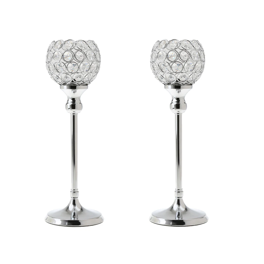 2x Кристалл Votive Tealight подсвечник свадебное место Декор серебро 35 см H | Дом и сад