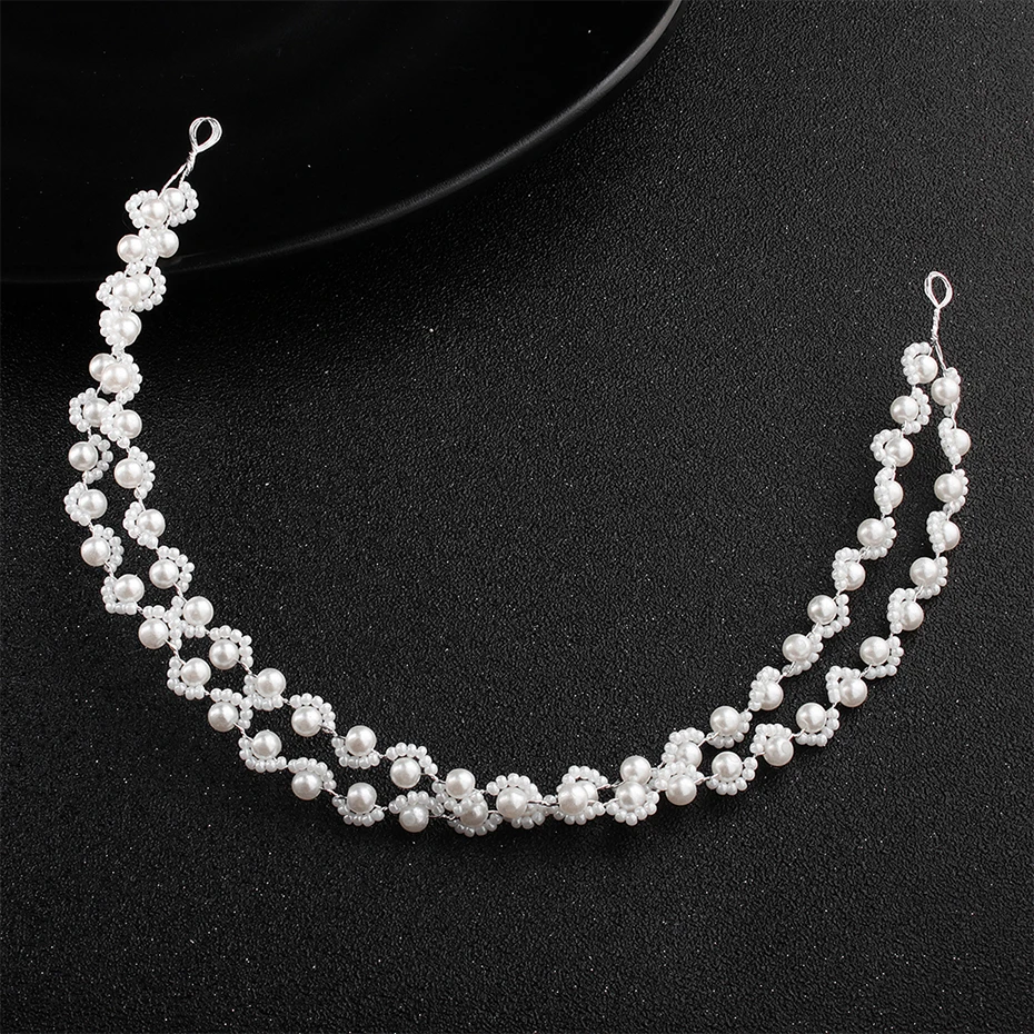 Miallo Newest White Acrylic Pearls Handmade Headbands Wedding Hair Accessories Fashion Headpieces Jewelry Women Hair Vine