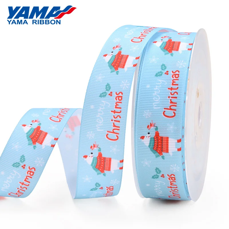 whtie bear YAMA 1 дюйм 25 мм ширина Рождество Grongrain ленты 100 ярдов для упаковки ремесла свадебные украшения Ремесло тканые печатные зеленый красный - Цвет: whtie bear