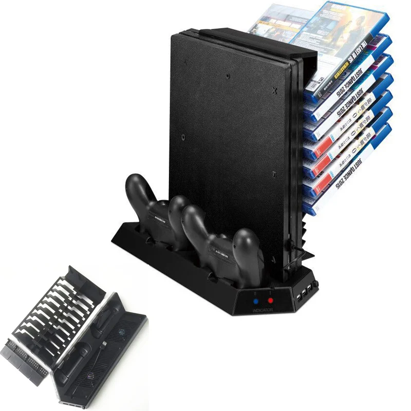 Многофункциональная вертикальная подставка для PS4 Pro охлаждающий вентилятор