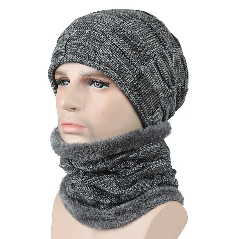 Зимние шапочки шапка шарф набор Skullies Beanies мягкие теплые Мешковатые с черепом