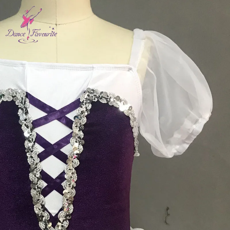 Purple and white 18700 танцевальный любимый темно-синий бархатный лиф, романтическая балетная пачка, сценические балетные костюмы, длинная балетная пачка - Цвет: Purple and white